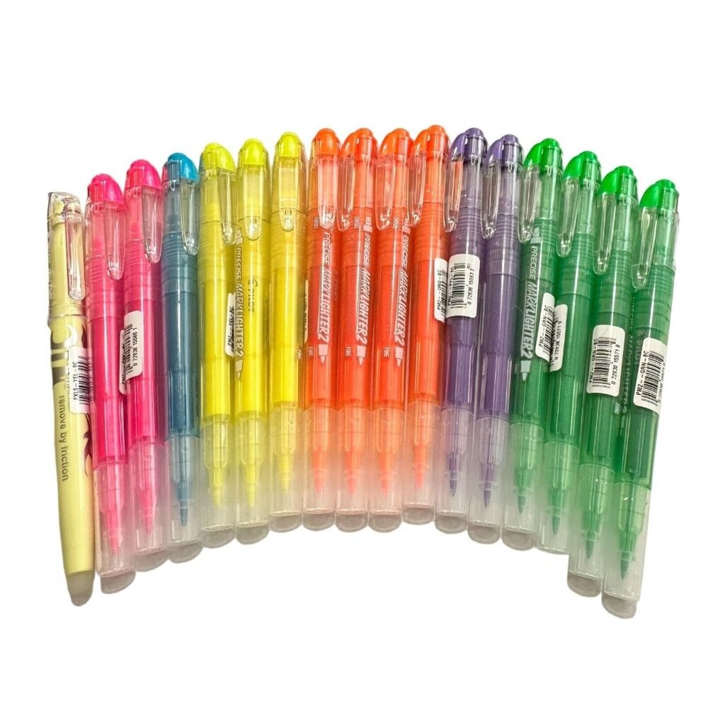 Lot 16 Pilot Frixion Duel Tip Highlighters + Bonus